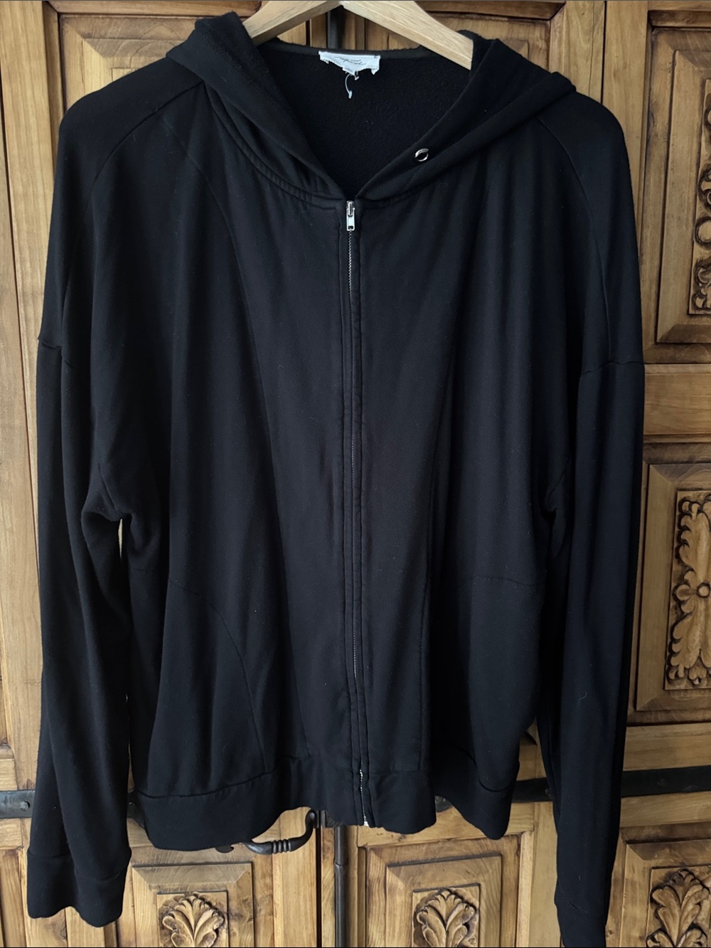 Soma Wknd Black Full-Zip Hooded Lightweight Sweatshirt